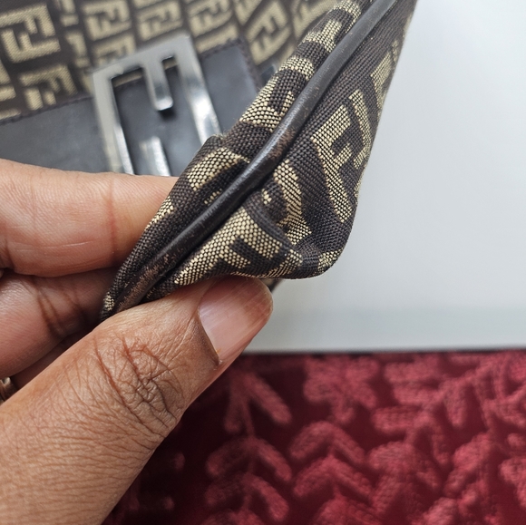 FENDI Zucchino Canvas Mamma Baguette Crossbody Bag - Picture 7 of 11